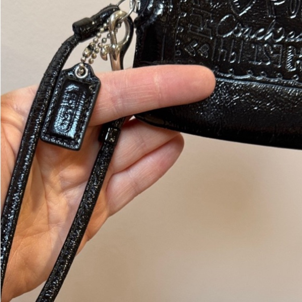 Coach Black Poppy Patent Leather Wristlet - Picture 6 of 10